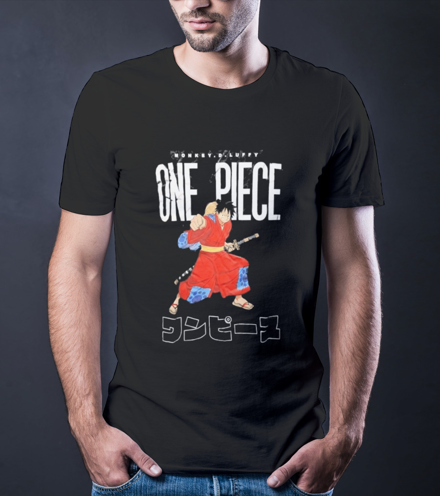 One Piece Luffy Wano Samurai Katana Anime Japanese T-Shirt