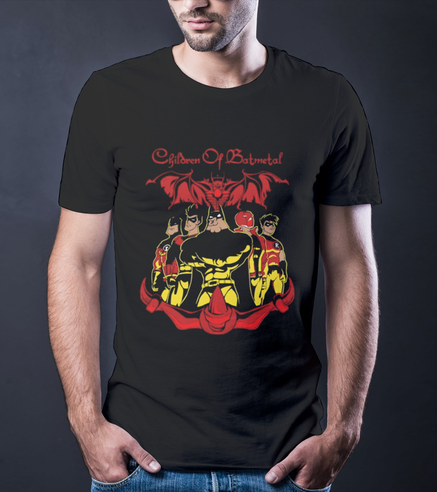 Children Of Batmetal Batman Robins Heavy Metal Characters Demonic Bat T-Shirt