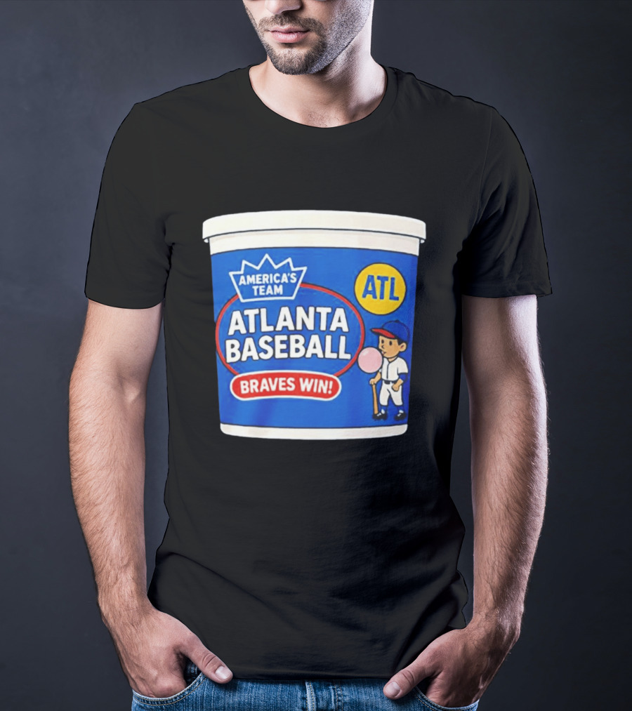 Braves Win America's Team Atlanta Baseball ATL Bubble Gum Crown T-Shirt