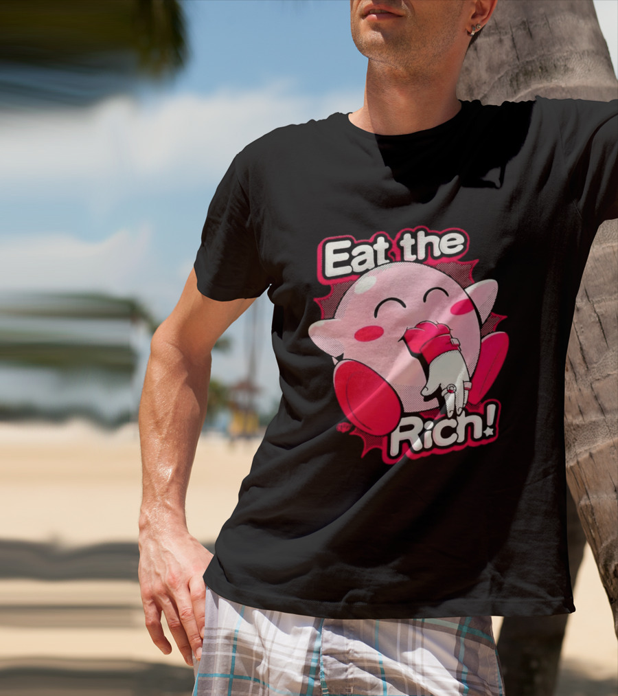 Eat The Rich Pink Character Eating Playful T-Shirt