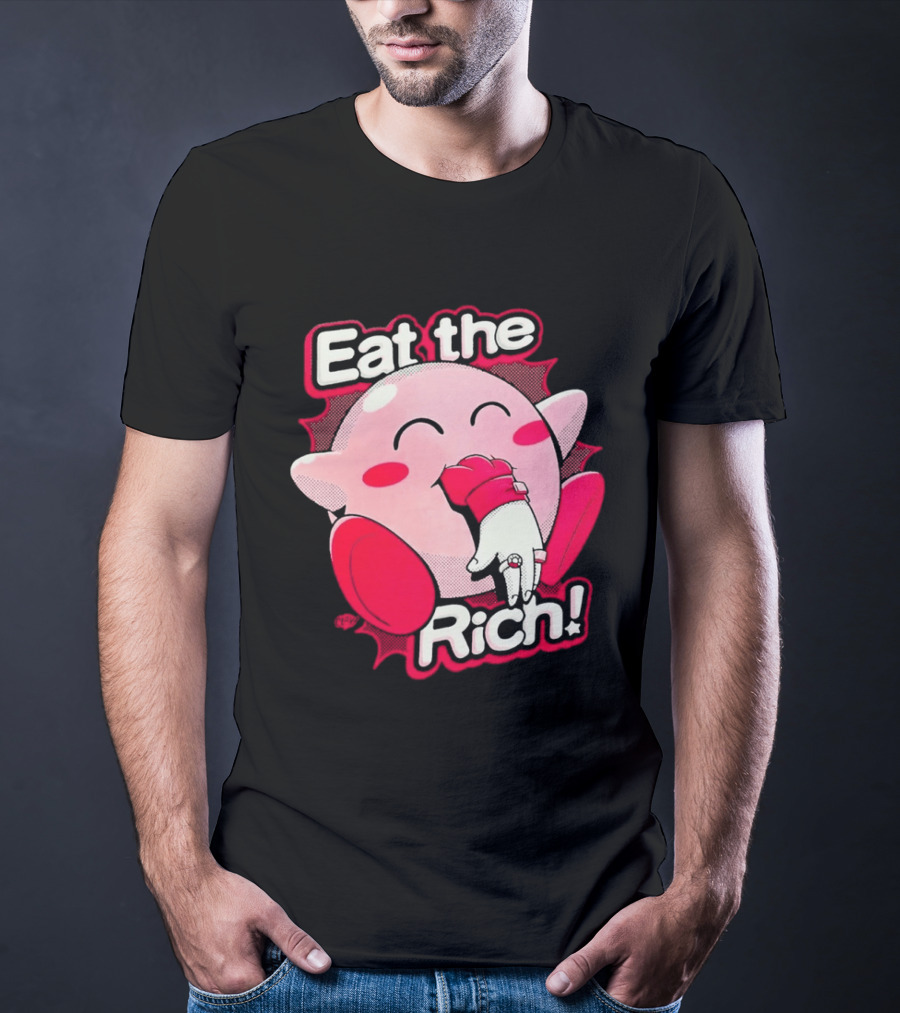 Eat The Rich Pink Character Eating Playful T-Shirt