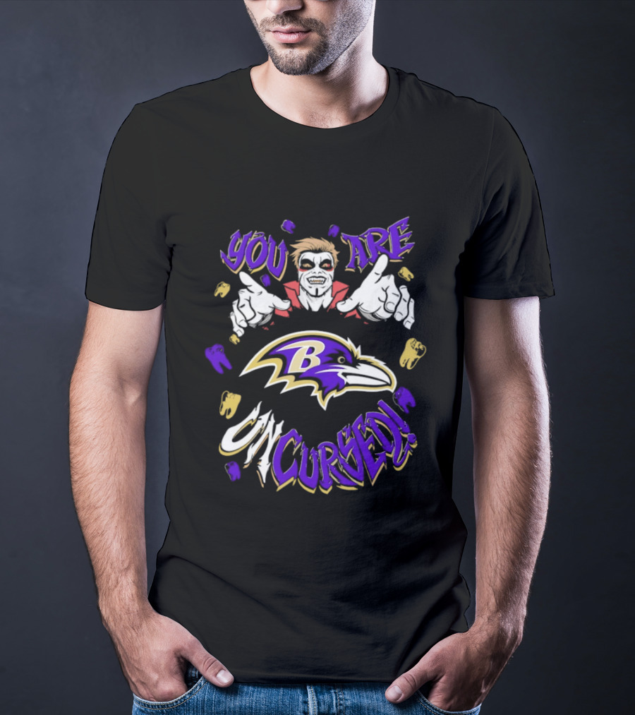 WWE Danhausen Baltimore Ravens Vampire Halloween You Are On Cursed T-Shirt