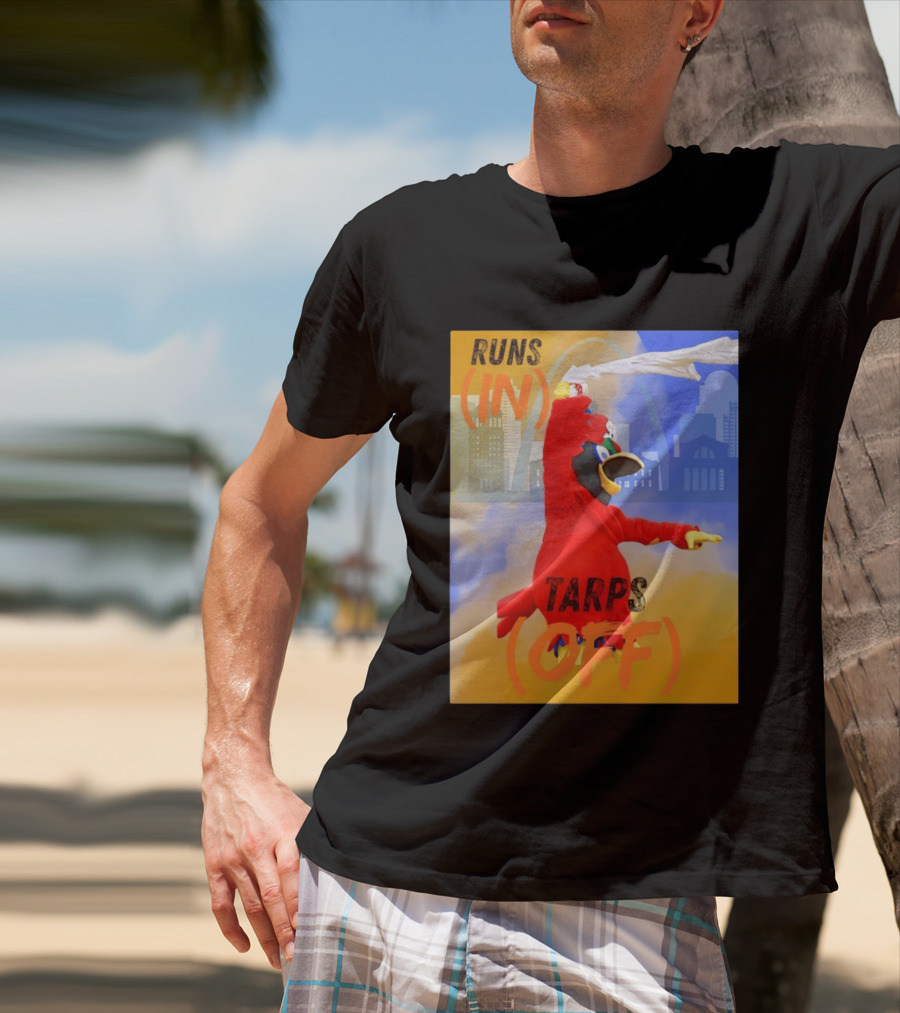 Fredbird Runs In Tarps Off St. Louis Skyline T-Shirt