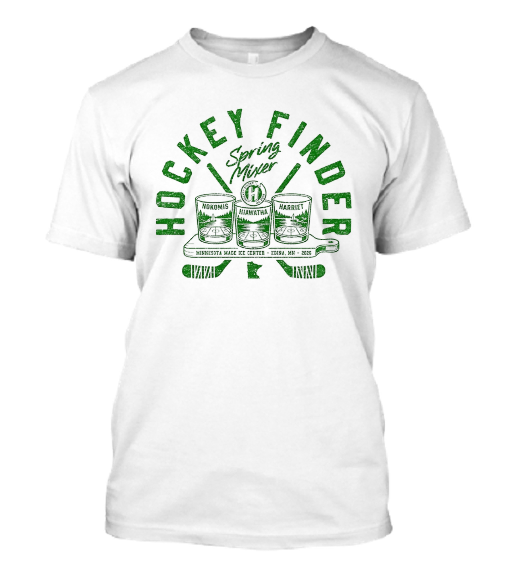 Hockey Finder Spring Mixer With Green Drinks And Sticks T-Shirt