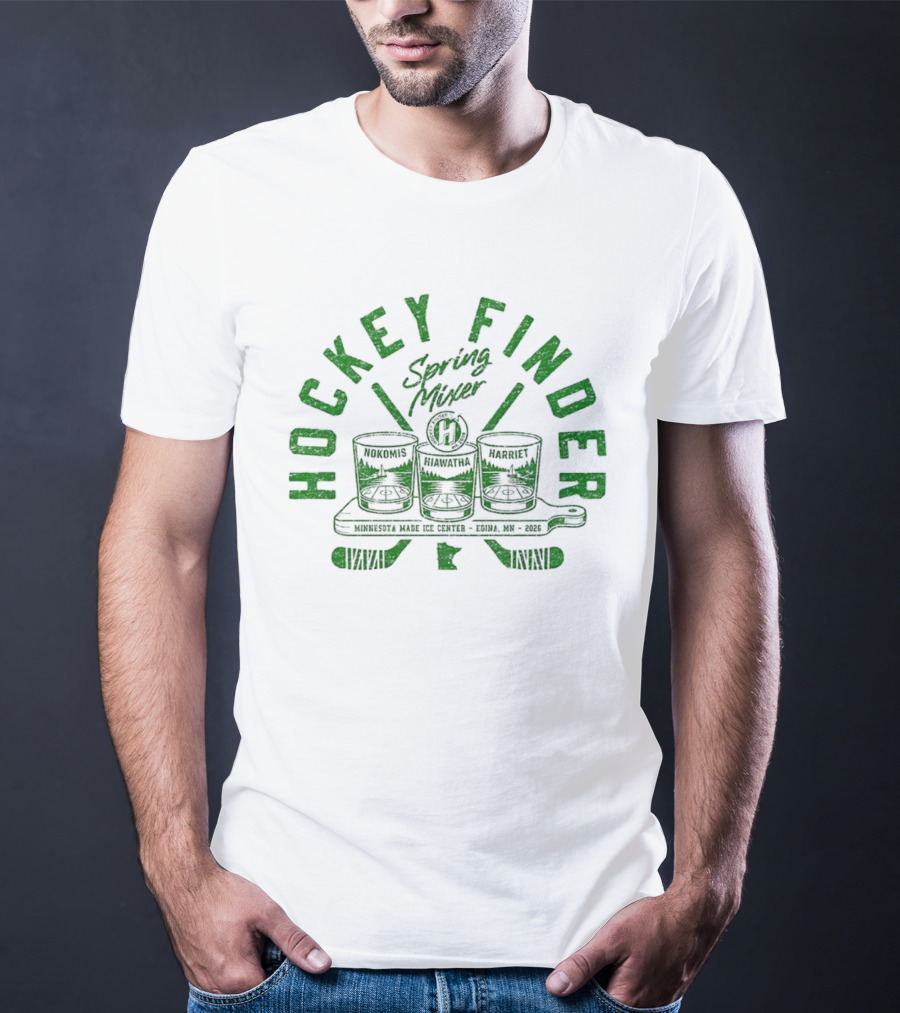Hockey Finder Spring Mixer With Green Drinks And Sticks T-Shirt