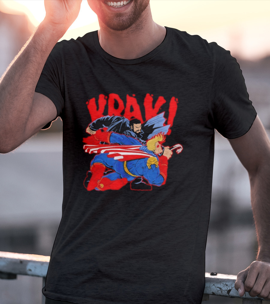Billy Butcher Punching Homelander VRAK Comic Style Showdown T-Shirt
