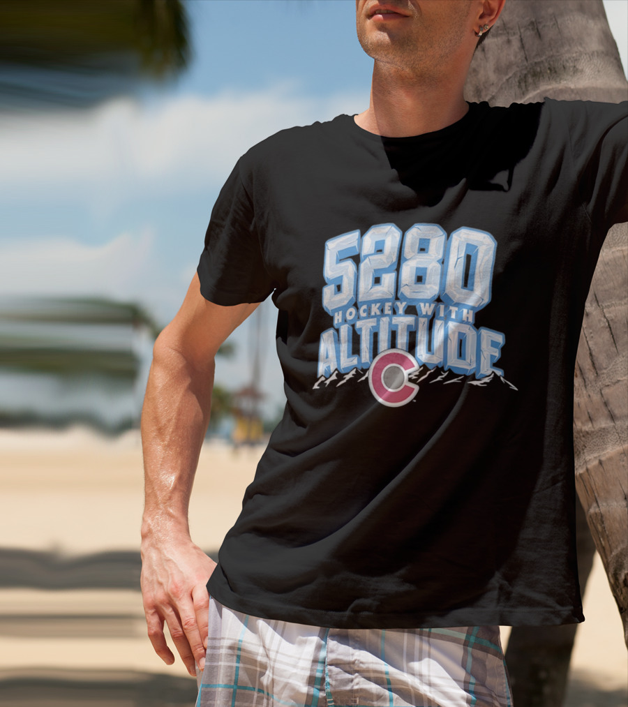 Hockey With Altitude 5280 Colorado Avalanche Ice Mountains T-Shirt