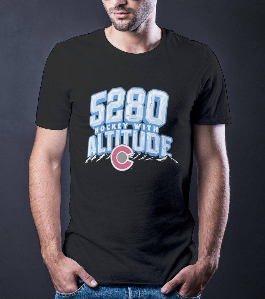Hockey With Altitude 5280 Colorado Avalanche Ice Mountains T-Shirt