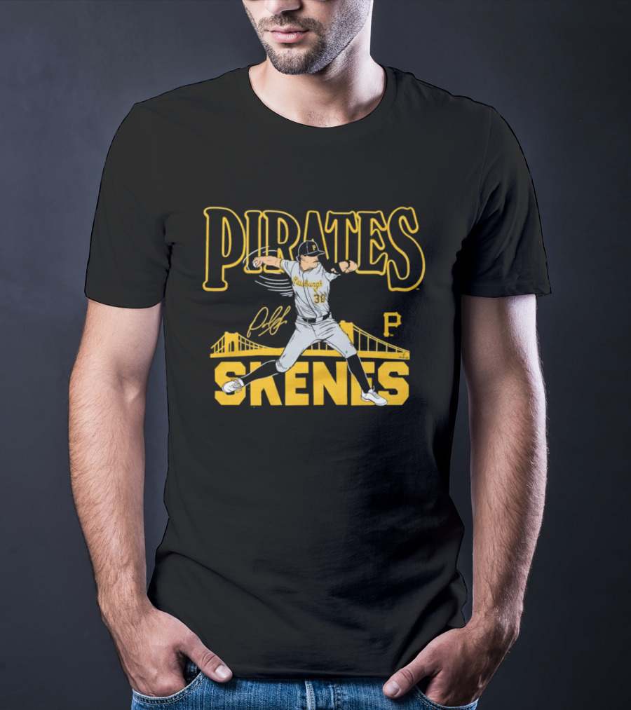 Pittsburgh Pirates Paul Skenes 30 Pitching Bridge T-Shirt