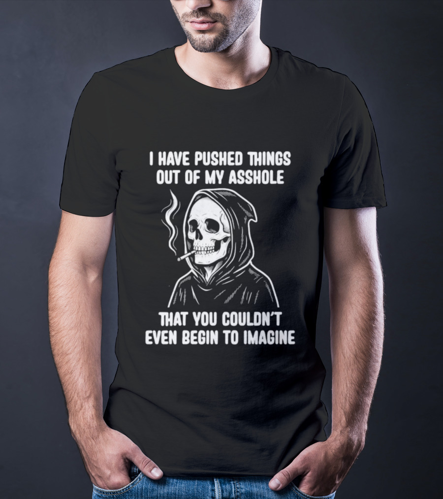 Skeleton Grim Reaper Smoking Dark Humor Sarcastic T-Shirt