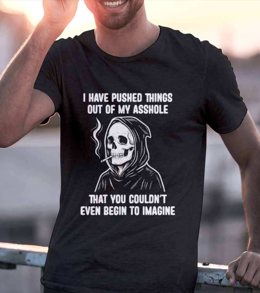 Skeleton Grim Reaper Smoking Dark Humor Sarcastic T-Shirt