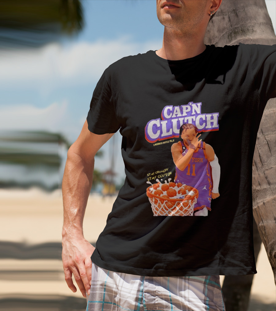 New York Knicks Jalen Brunson Capn Clutch Basketball Cereal Stay Crunchy T-Shirt