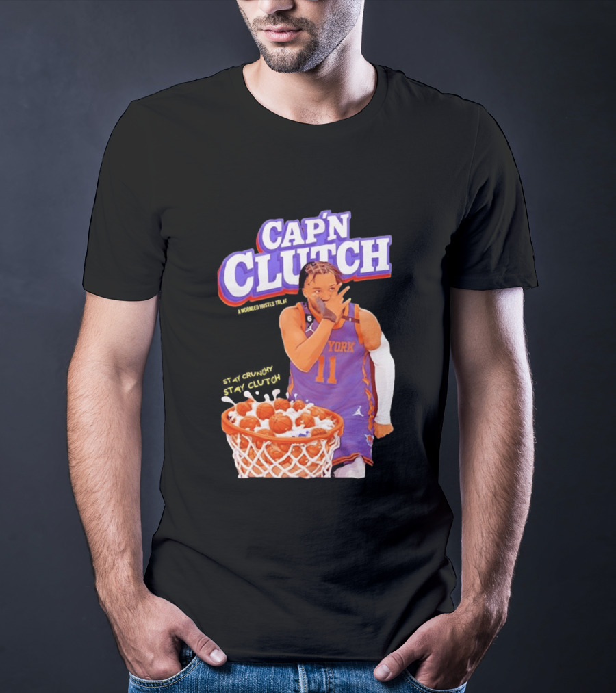 New York Knicks Jalen Brunson Capn Clutch Basketball Cereal Stay Crunchy T-Shirt