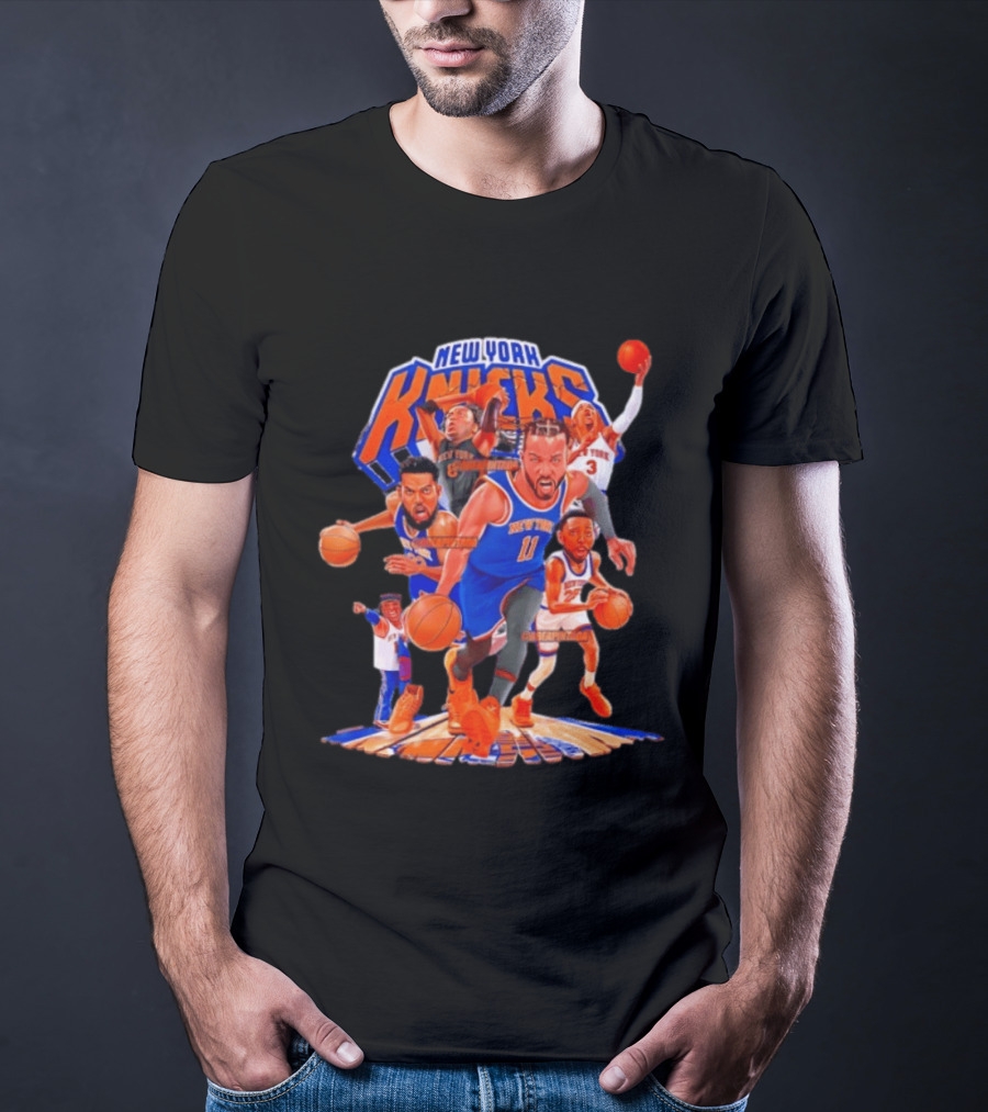 New York Knicks Team Animation Styles Retro Basketball Players T-Shirt