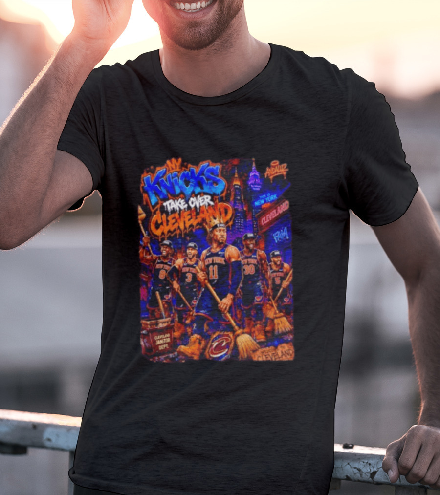 New York Knicks Take Over Cleveland NBA Basketball Rivalry City Battle T-Shirt
