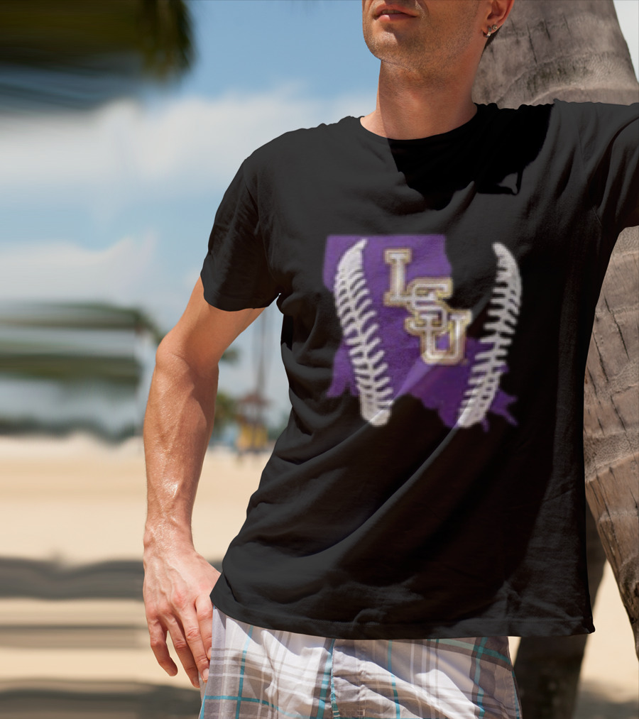 LSU Tigers 2026 Purple Baseball LSU Shape T-Shirt