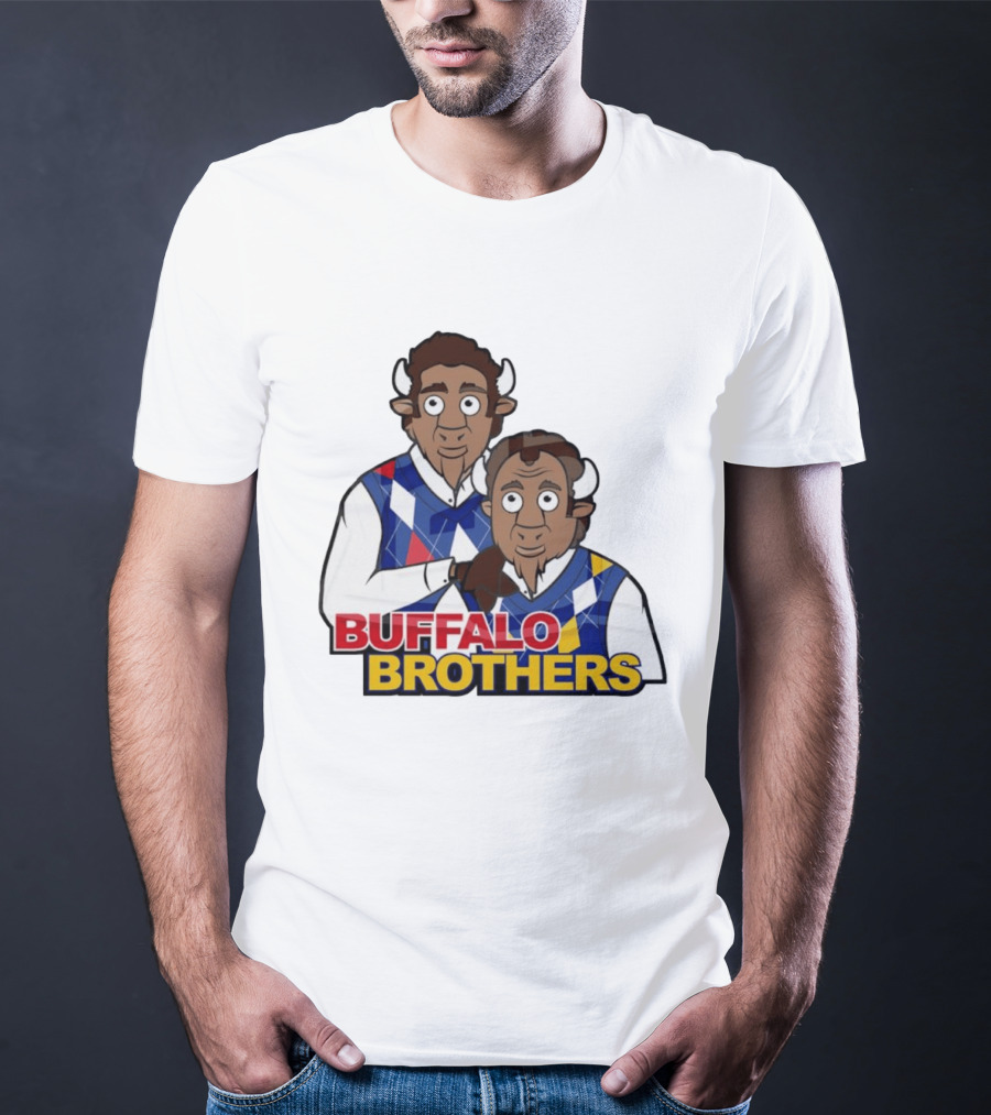 Buffalo Brothers Bison Characters Cartoon Duo T-Shirt
