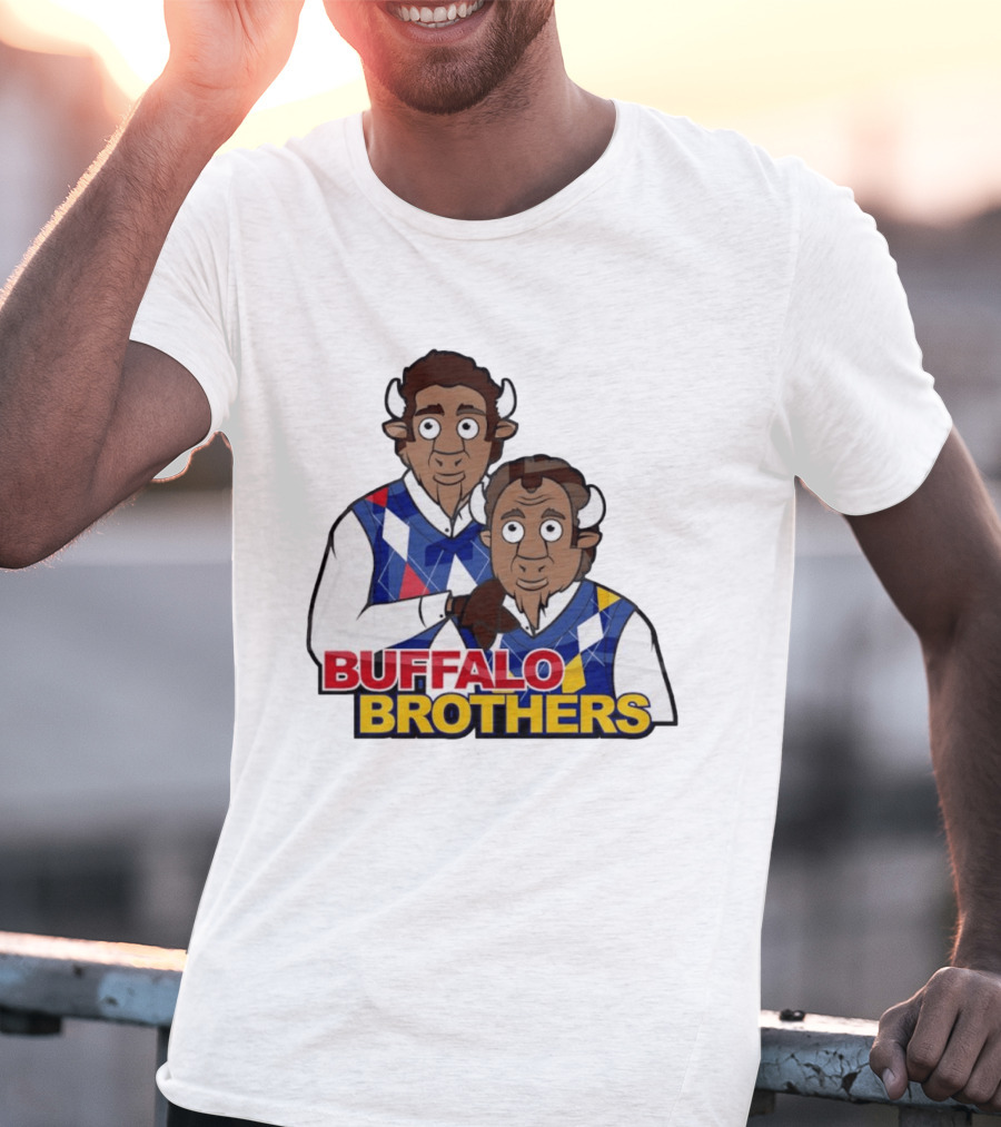 Buffalo Brothers Bison Characters Cartoon Duo T-Shirt