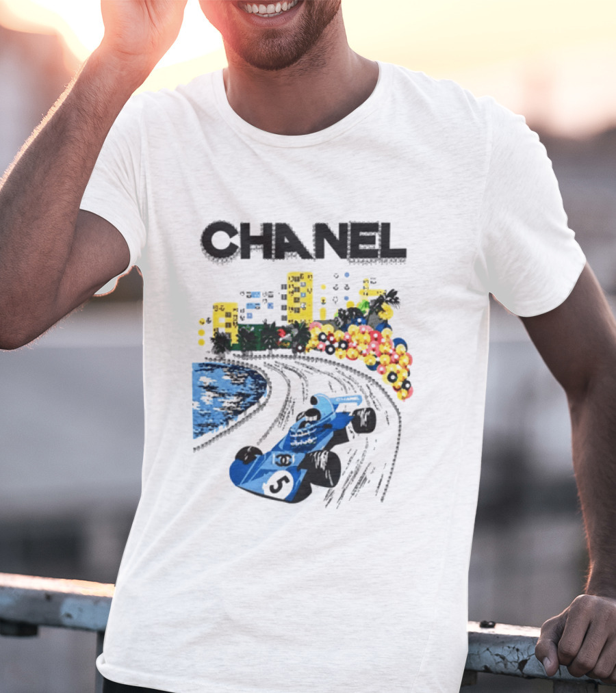 CHANEL F1 Formula Racing Car Retro Cityscape T-Shirt