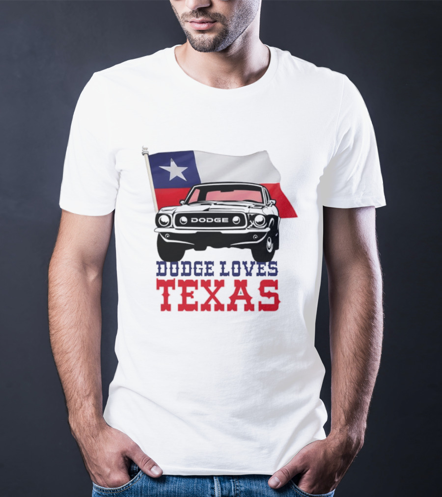 Dodge Loves Texas State Flag Mustang T-Shirt