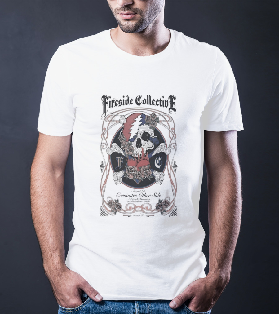 Fireside Collective Denver August 6 2026 Skull Flowers Lightning Bolt T-Shirt