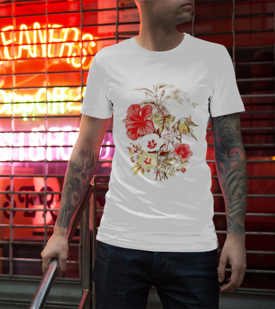 Hibiscus Mallow Cotton Floral Blossoms T-Shirt