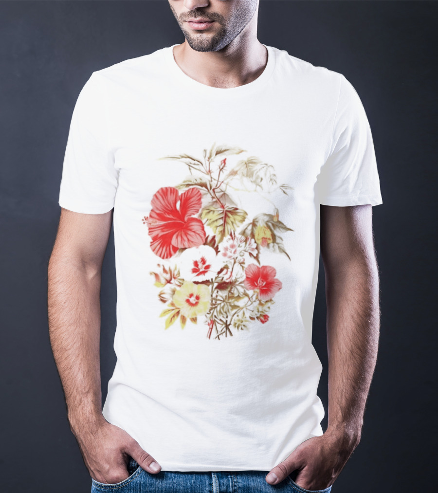 Hibiscus Mallow Cotton Floral Blossoms T-Shirt