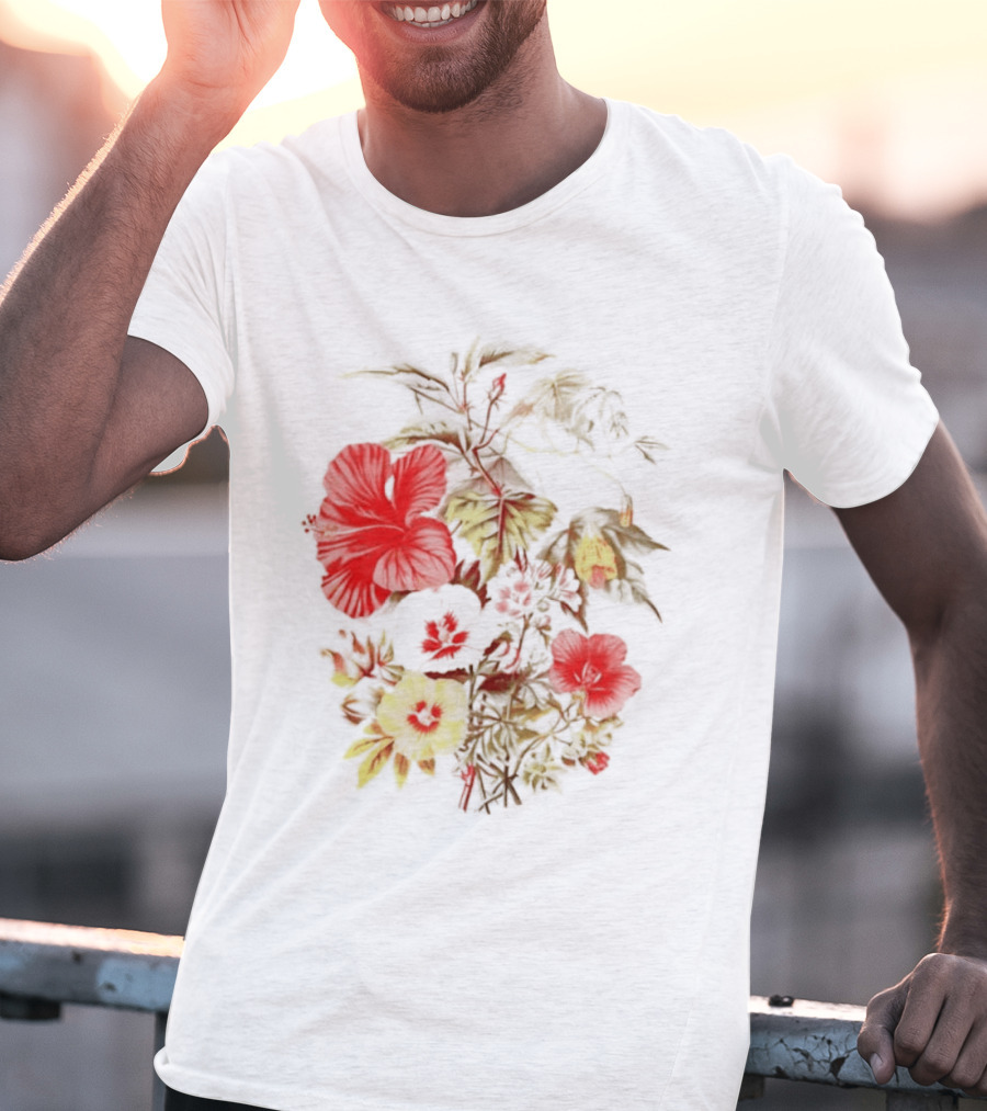 Hibiscus Mallow Cotton Floral Blossoms T-Shirt