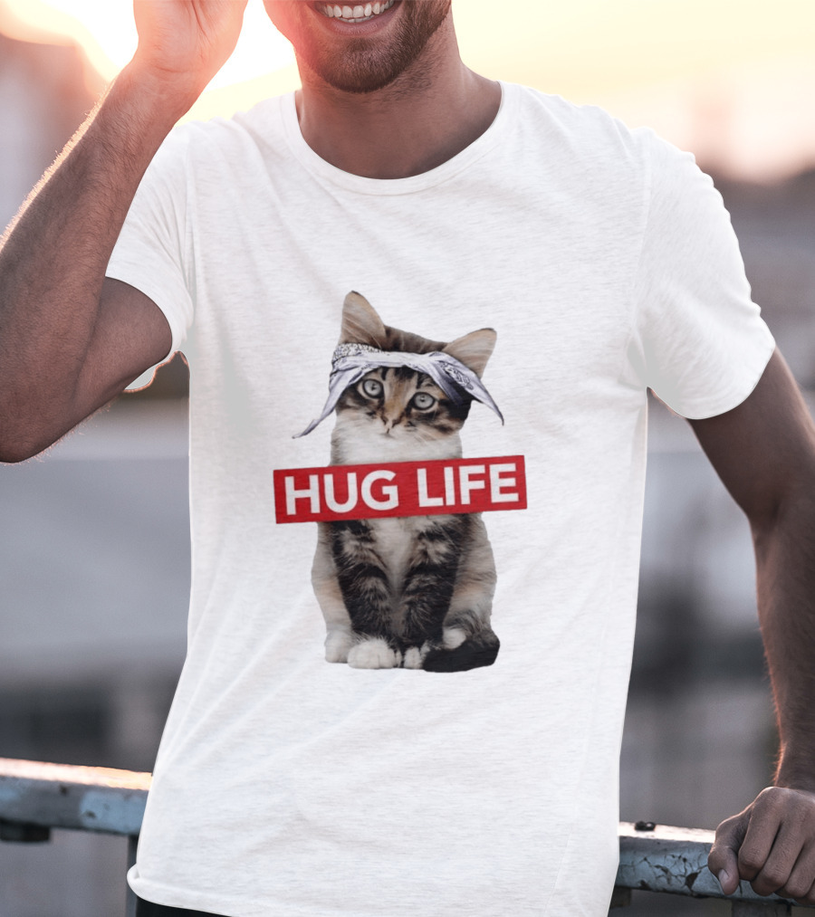 Hug Life Kitten Bandana Retro Funny Cat T-Shirt