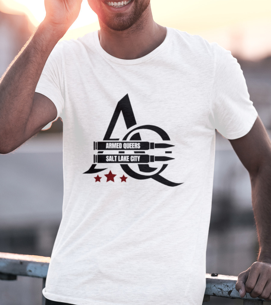 Armed Queers Salt Lake City AQ Bullet Logo Three Stars T-Shirt