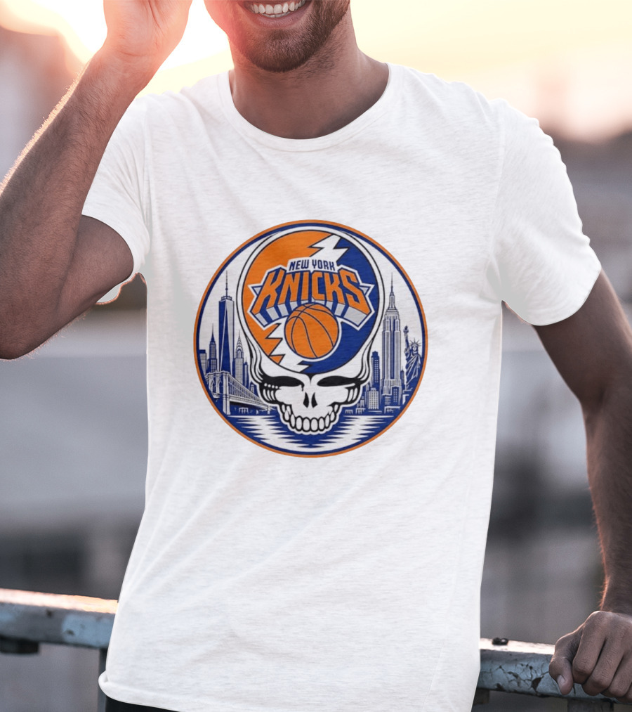 New York Knicks Grateful Dead Skyline Basketball T-Shirt