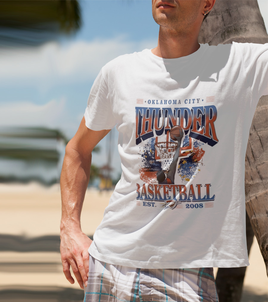 Oklahoma City Thunder Basketball Est 2008 OKC Slam Dunk Hoop T-Shirt