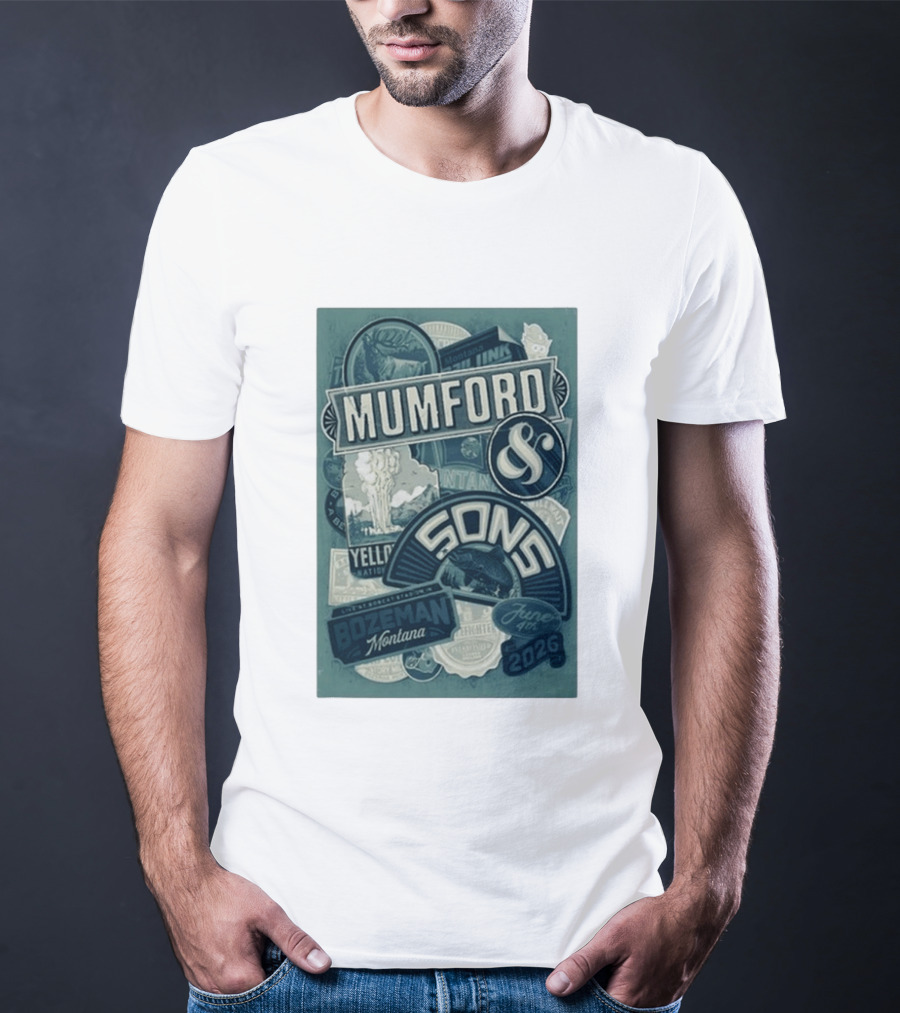 Mumford & Sons Bozeman Montana June 4 2026 Bobcat Stadium Yellowstone National Park T-Shirt