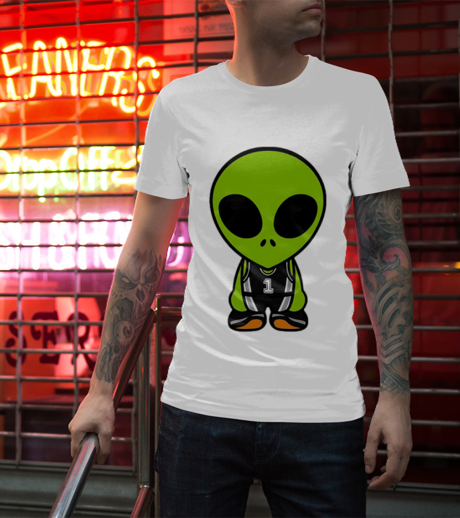 Alien Victor Wembanyama Cartoon Basketball Number 1 T-Shirt