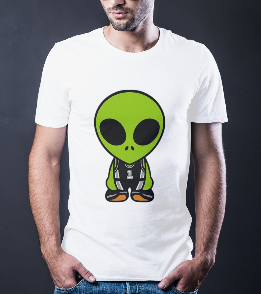 Alien Victor Wembanyama Cartoon Basketball Number 1 T-Shirt