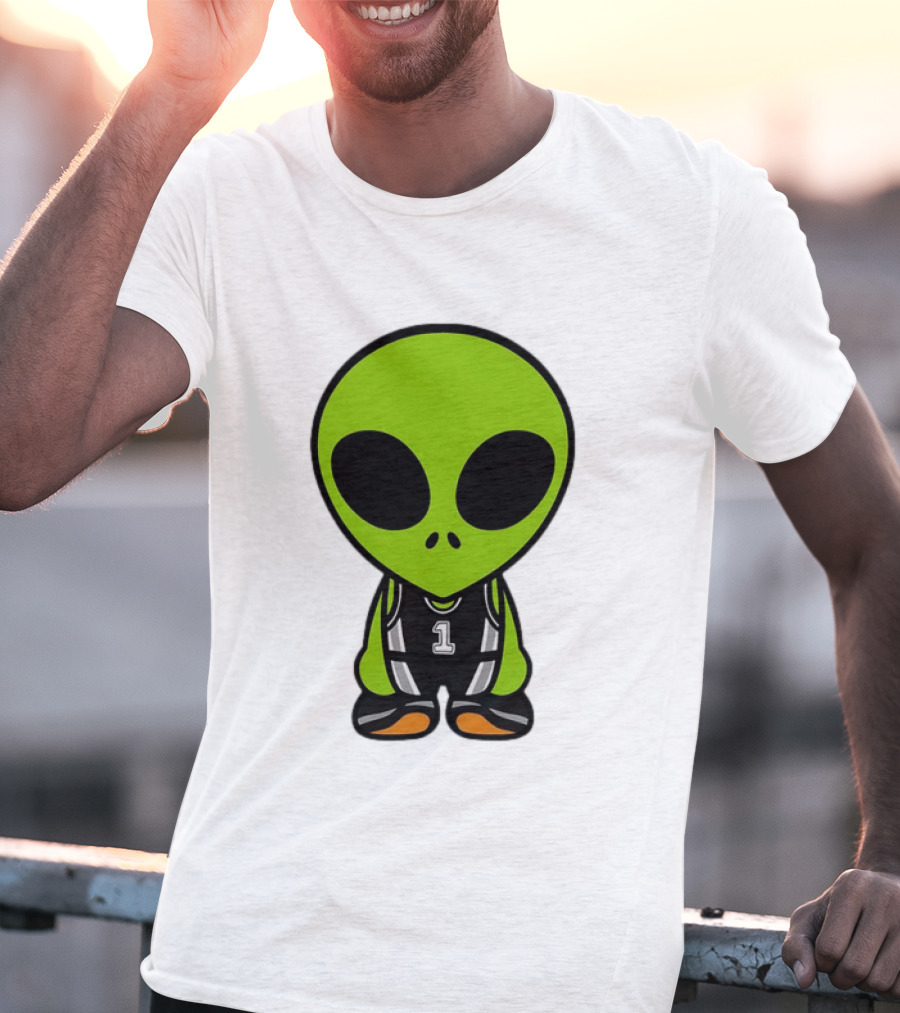 Alien Victor Wembanyama Cartoon Basketball Number 1 T-Shirt