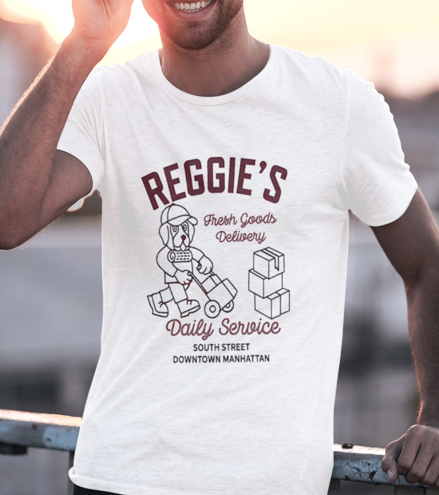 Reggie's Fresh Goods Delivery Daily Service South Street Downtown Manhattan T-Shirt