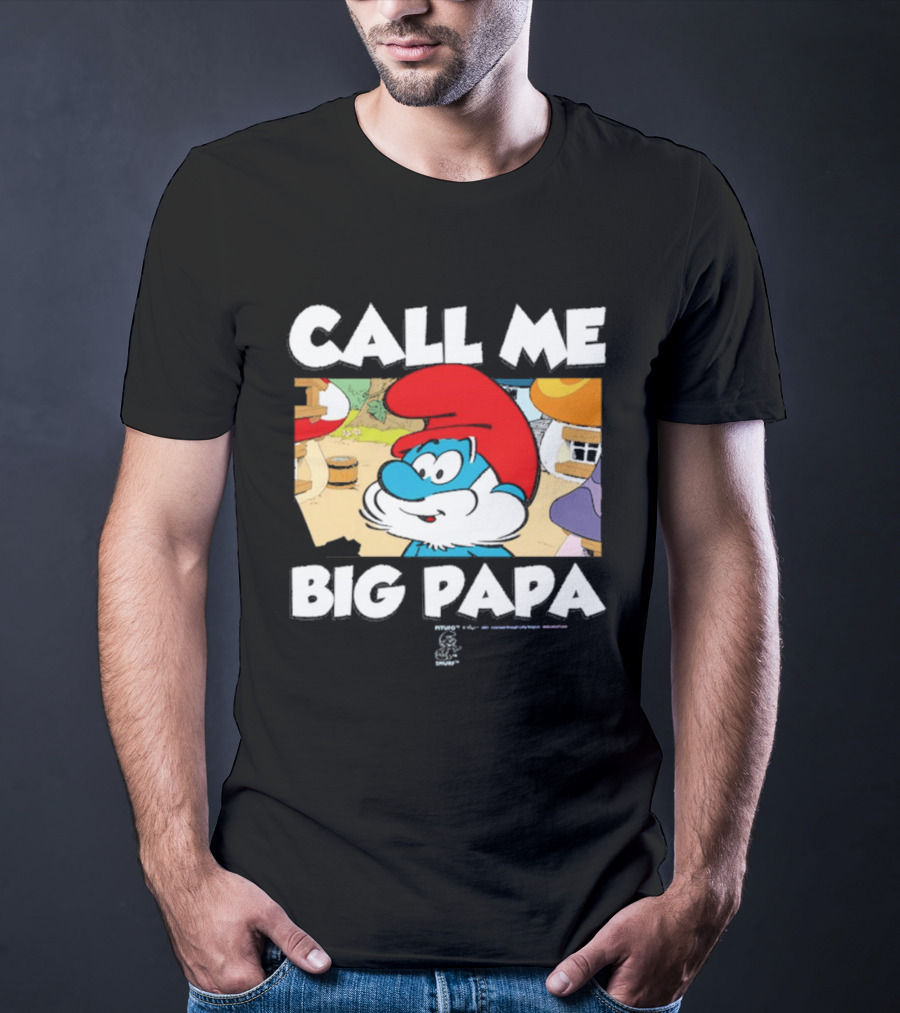 Call Me Big Papa Smurf Iconic Cartoon Character Scene T-Shirt