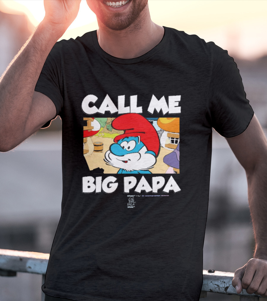 Call Me Big Papa Smurf Iconic Cartoon Character Scene T-Shirt
