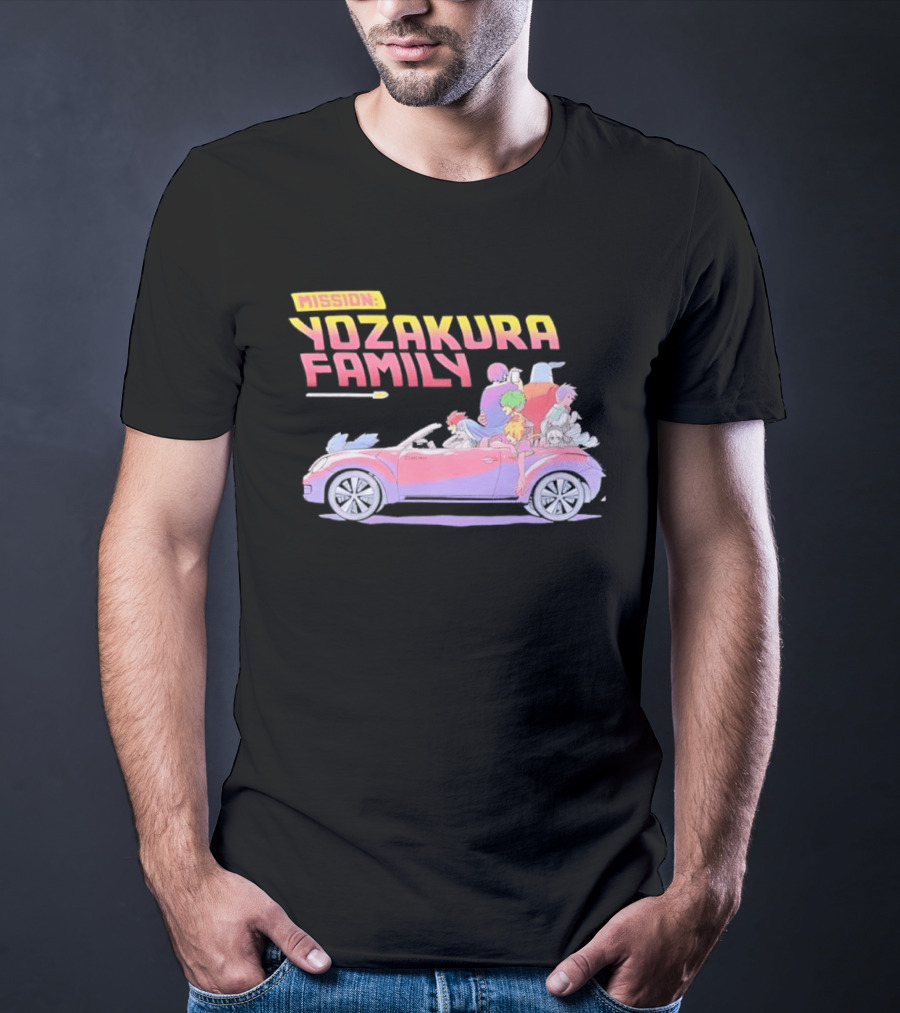 Mission Yozakura Family Anime Characters In Red Convertible Car T-Shirt