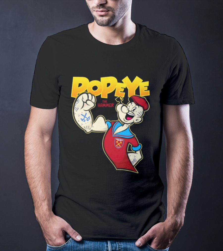 Popeye The Hammer West Ham United Crest Vintage Cartoon T-Shirt