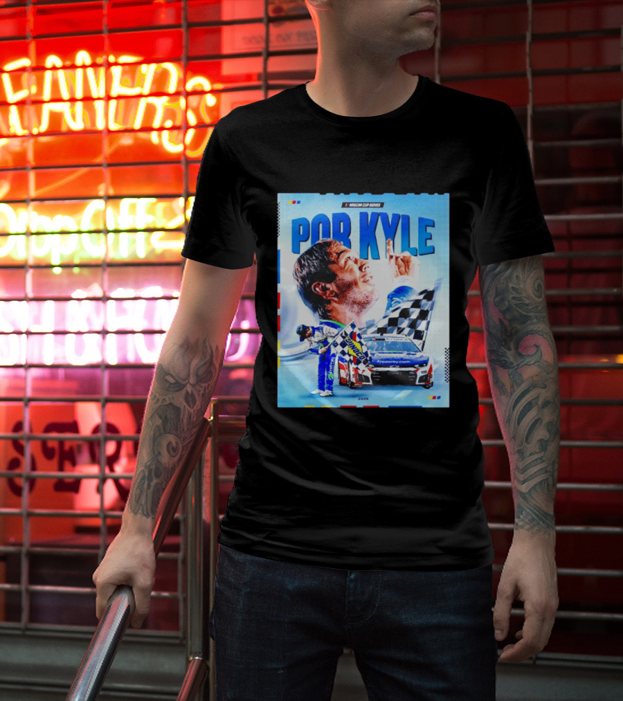 Nascar Cup Series Por Kyle 2026 Racing Celebration With Checkered Flag And Race Car T-Shirt