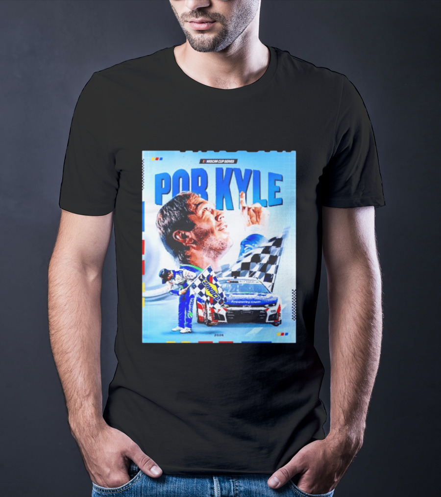 Nascar Cup Series Por Kyle 2026 Racing Celebration With Checkered Flag And Race Car T-Shirt