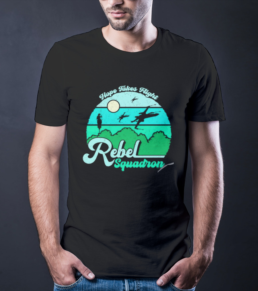 Rebel Squadron Hope Takes Flight Sunset Landscape T-Shirt