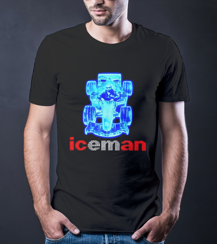 Iceman Kimi Räikkönen F1 Driver Holographic Car Racing Blue Red T-Shirt