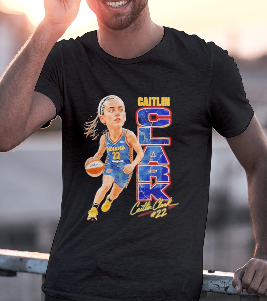 WNBA Indiana Fever Caitlin Clark 22 Basketball Caricature T-Shirt
