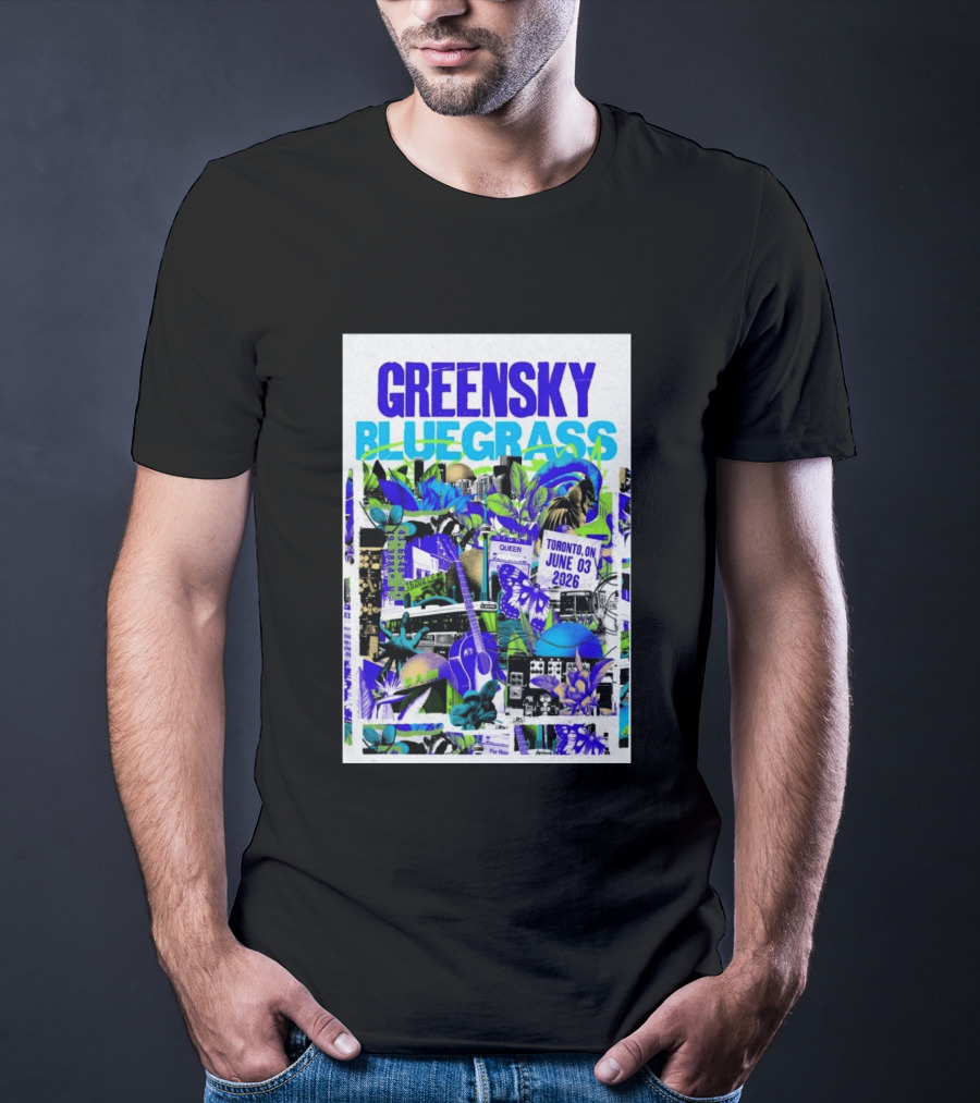 Greensky Bluegrass Toronto ON June 03 2026 Guitar Butterfly Cityscape T-Shirt