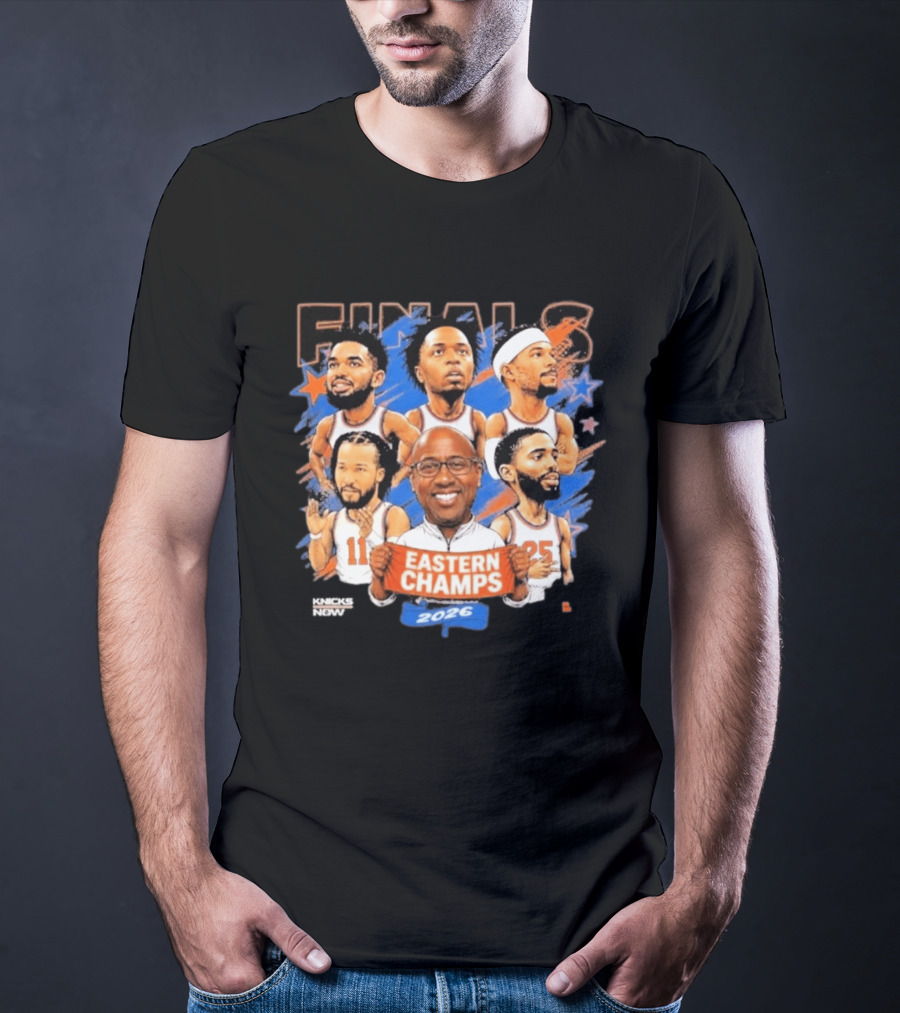 NBA Finals 2026 Eastern Champs Knicks Players And Coach Banner T-Shirt