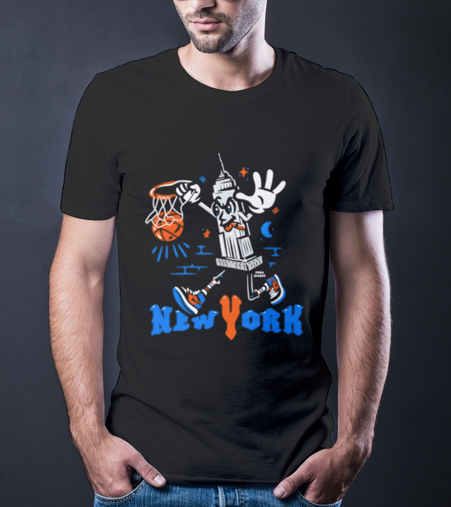 New York Knicks Empire State Building With Basketball And Sneakers T-Shirt