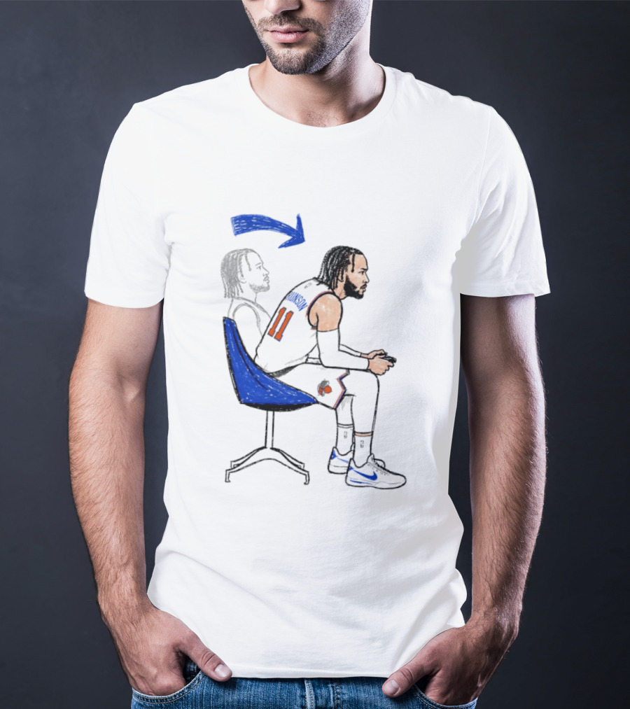New York Knicks Jalen Brunson Gamer Posture Sketch NBA Player 11 Basketball T-Shirt